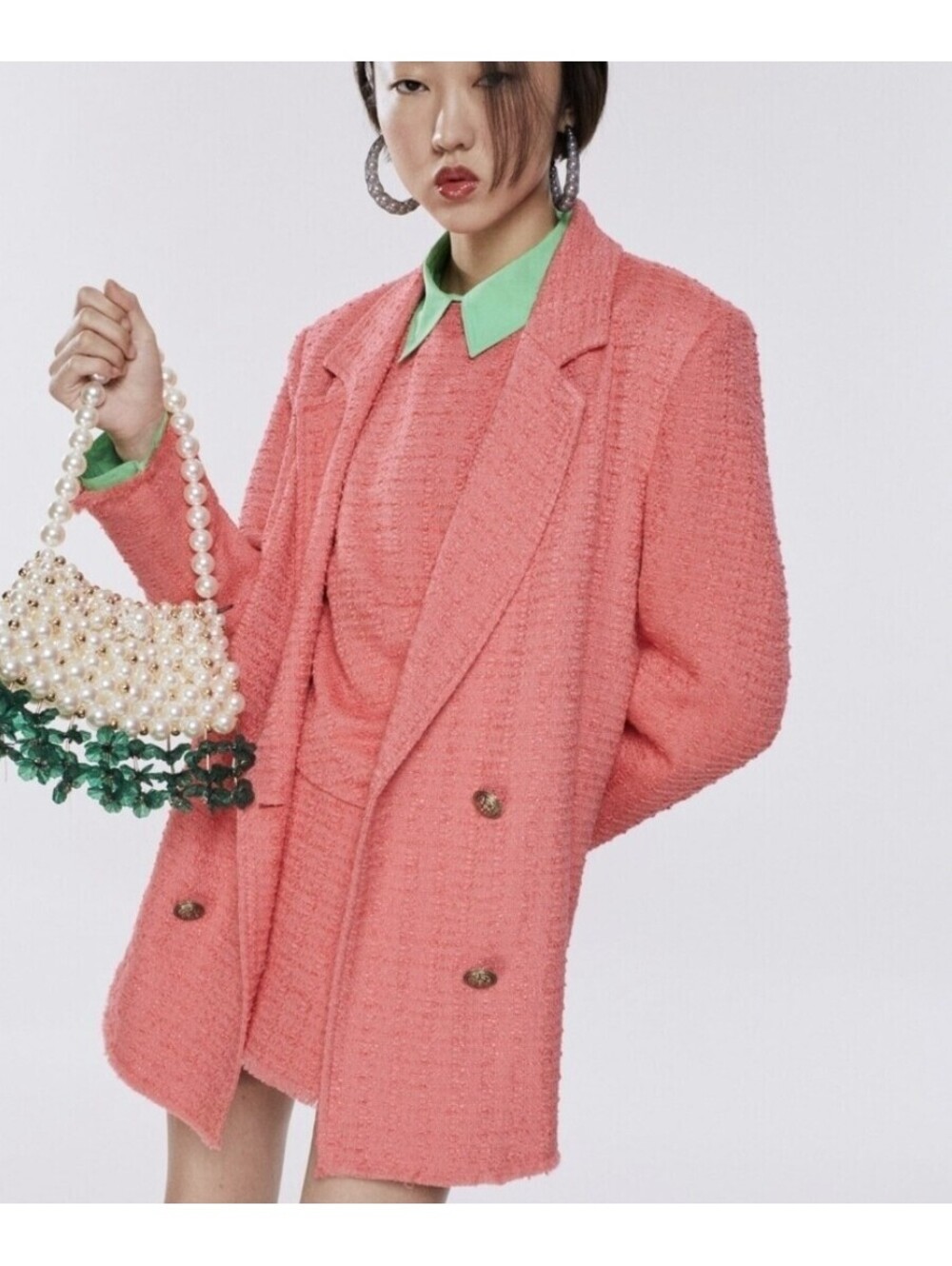Zara Women's Pink ZARA Double-Breasted Blazer Jacket, Long Length, fits a Med